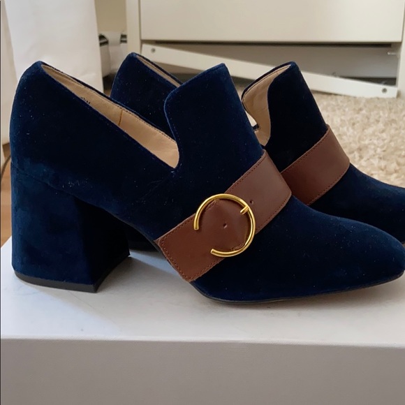 Nine West Shoes - NEW velvet Blue Chunky Heels